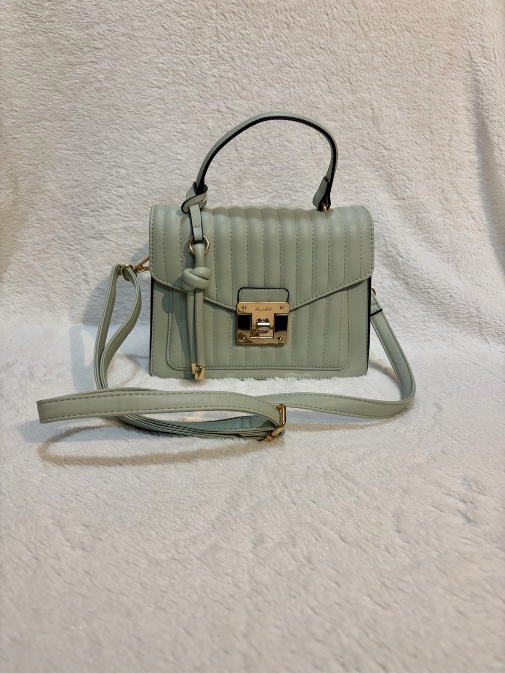 Aldo Purse Pastel Mint Quilted Top-Handle  with Gold Hardware